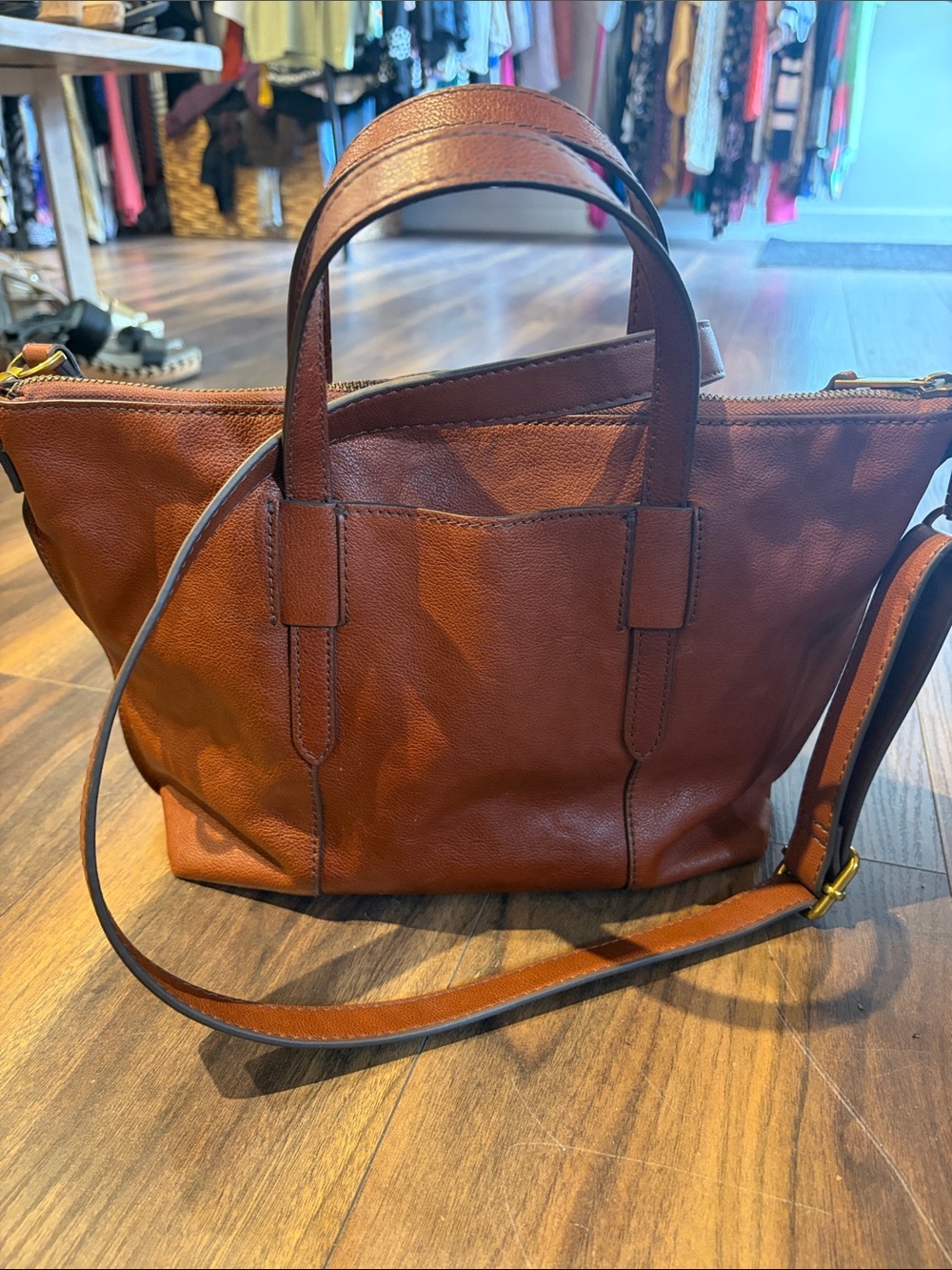 Fossil Brown Leather Crossbody Satchel